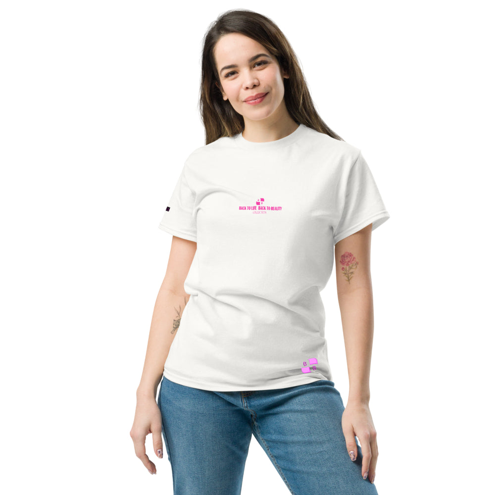 BACK TO LIFE BACK TO REALITY Womens Graphic T-Shirt – White & Black
