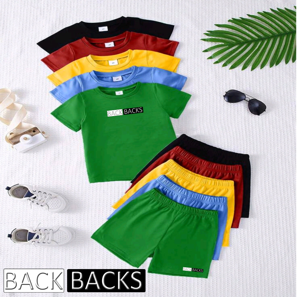 BACK BACKS Kids T-Shirt & Shorts Set | Short Sleeve 2-Piece Outfit (4Y–8Y)