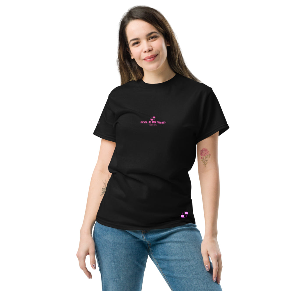 BACK TO LIFE BACK TO REALITY Womens Graphic T-Shirt – White & Black