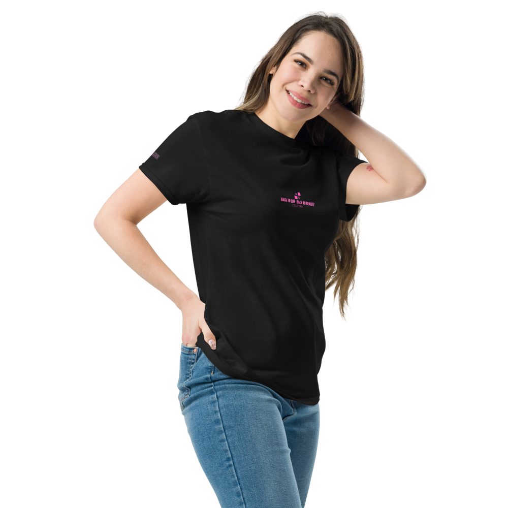BACK TO LIFE BACK TO REALITY Womens Graphic T-Shirt – White & Black